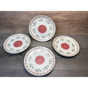 West Elm SCANDI FOREST Stoneware 8.25” Salad Plates Holiday Christmas~Set of 4